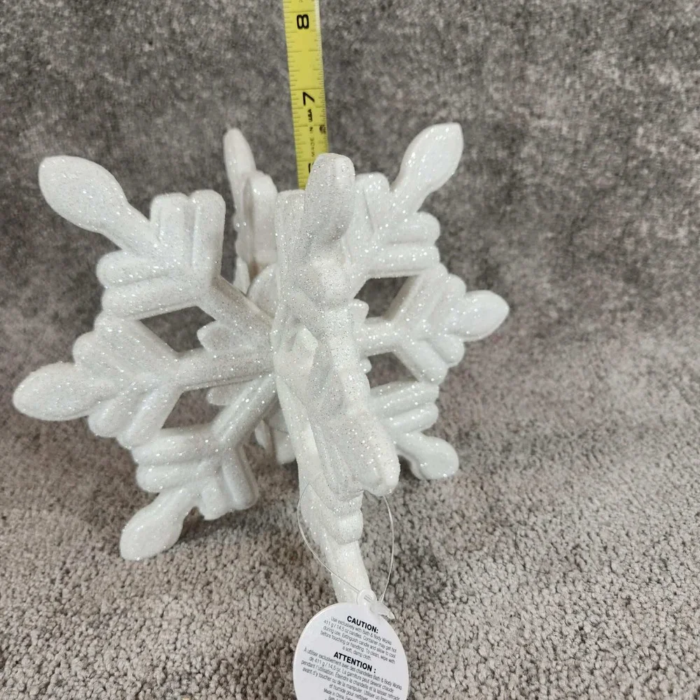 Bath‎ & Body Works Candle Holder White Glitter Snowflake Holiday Decor OS